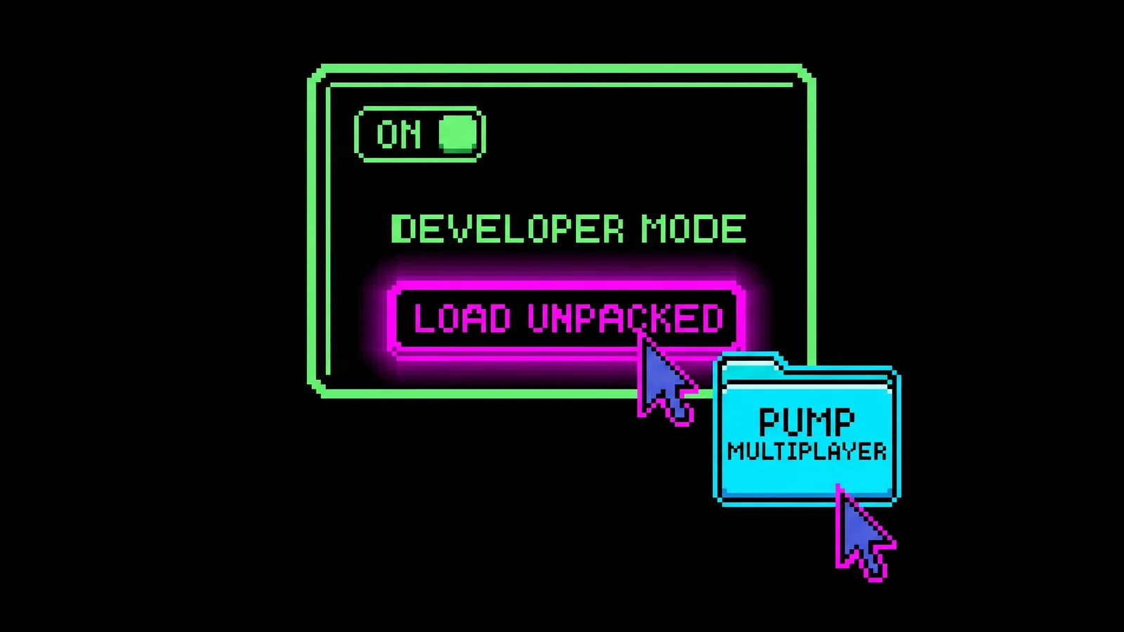 A browser extensions page with Developer mode on and Load unpacked highlighted